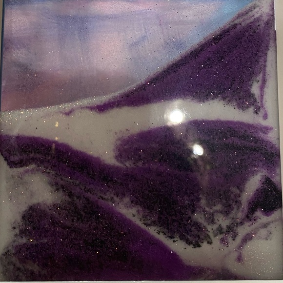 Art in Motion, Sand Painting! Reversible! Purple/white sand Blue & White Frame🌊 - Picture 4 of 12